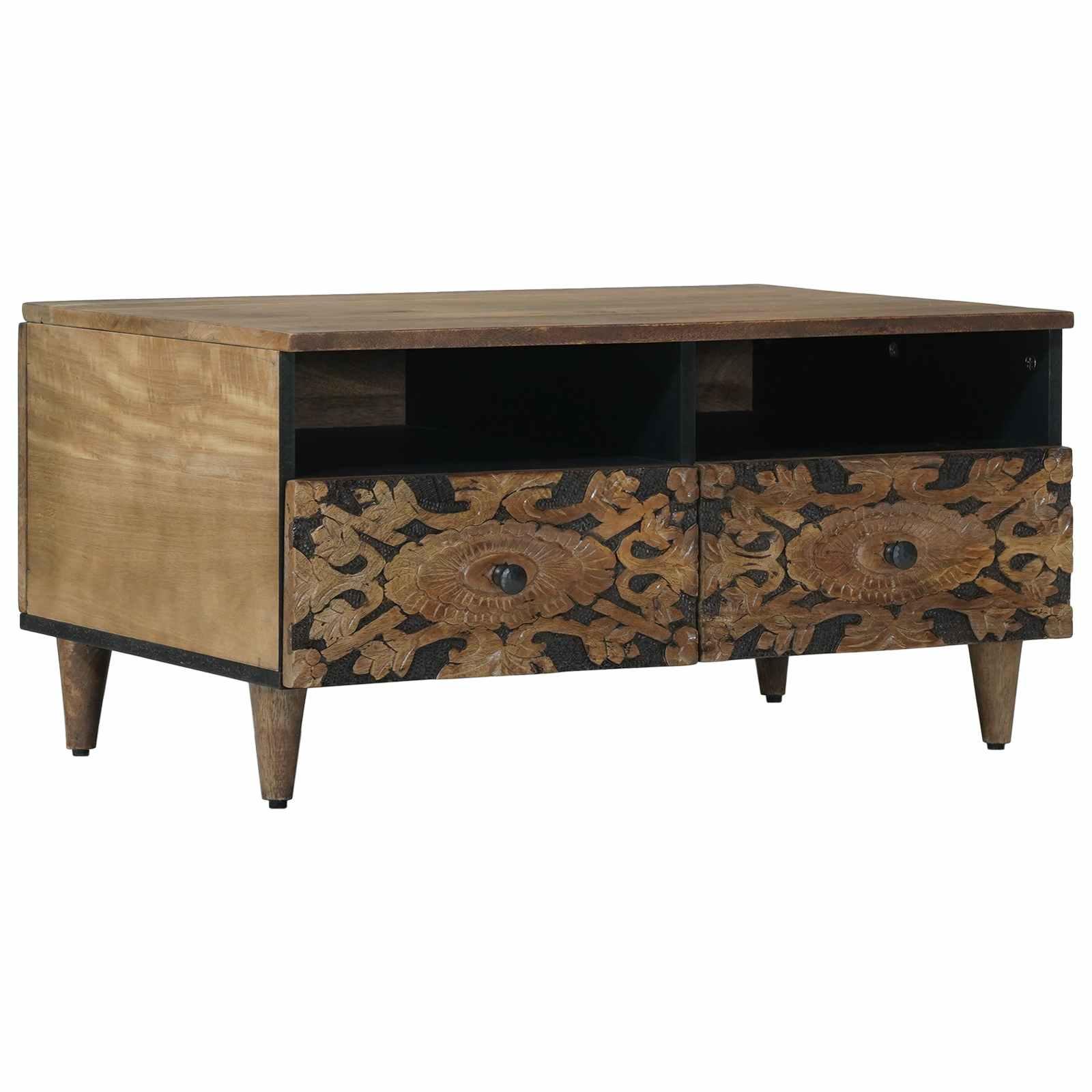 Sofabord med skuffe Brun 80 x 54 x 40 cm Massivt mangotræ billede