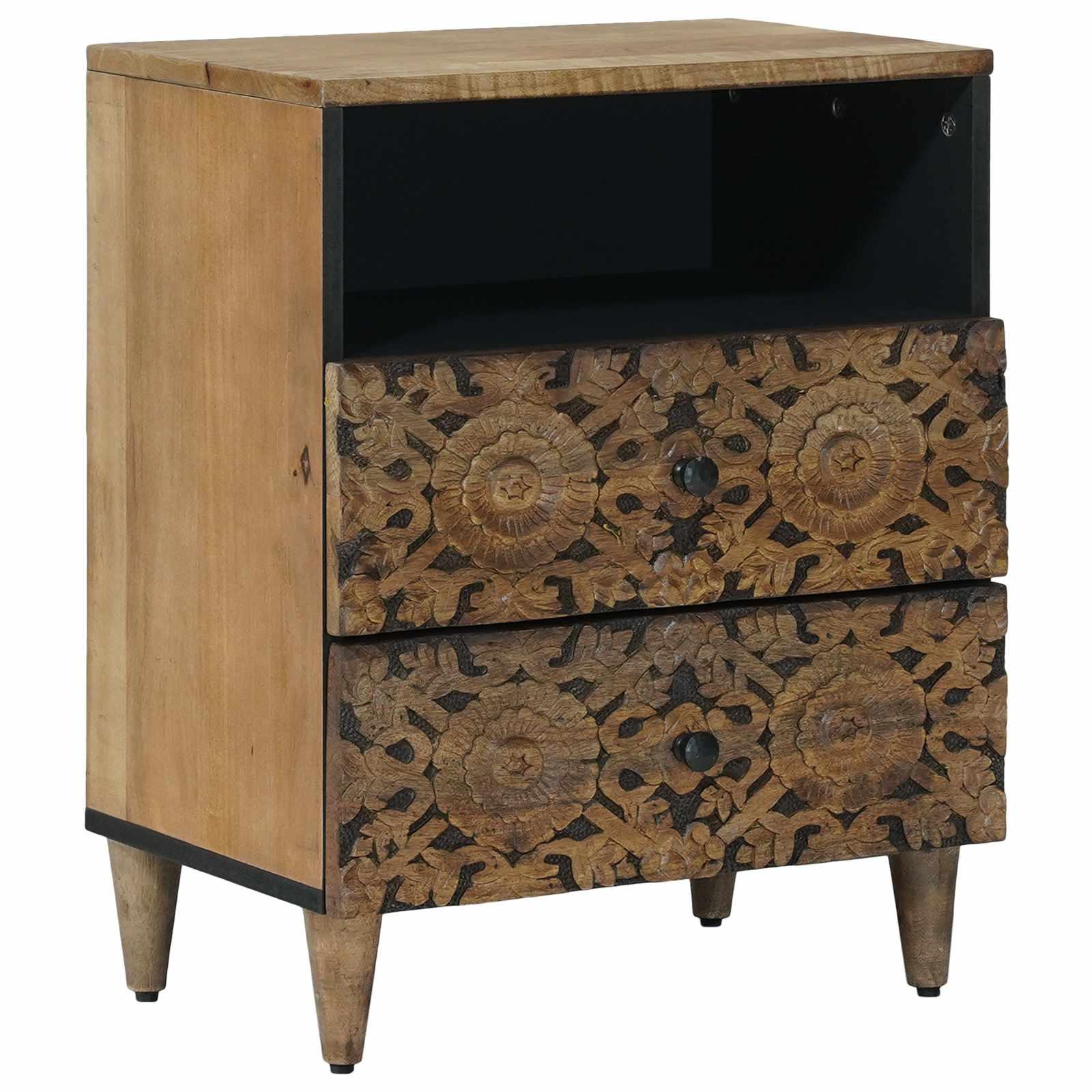 Sengekabinett med skuffe Brun 50 x 33 x 60 cm Massivt mangotræ billede