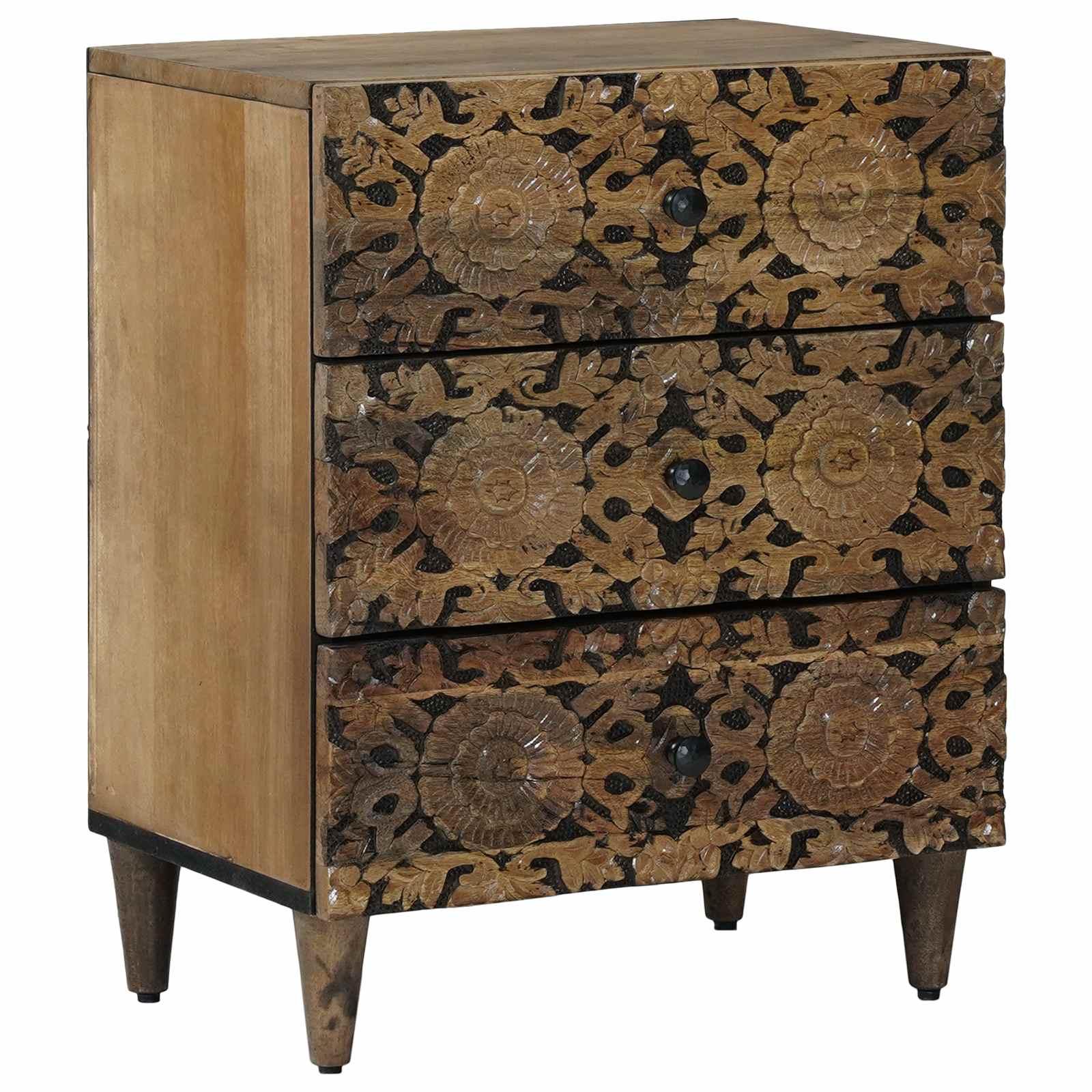 Sengekabinett med skuffe Brun 50 x 33 x 60 cm Massivt mangotræ billede