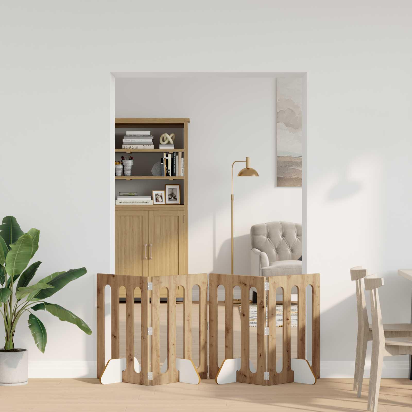 Foldbar hundegård 4 stk Artisan Eg 201 x 38 x 70 cm billede