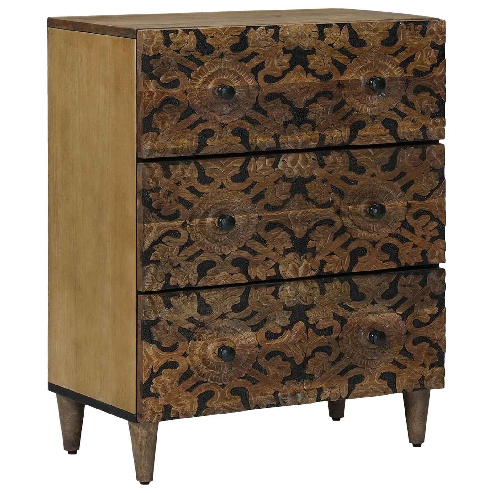 Opbevarings Sidebord Brun 60 x 33,5 x 75 cm Massivt mangotræ billede