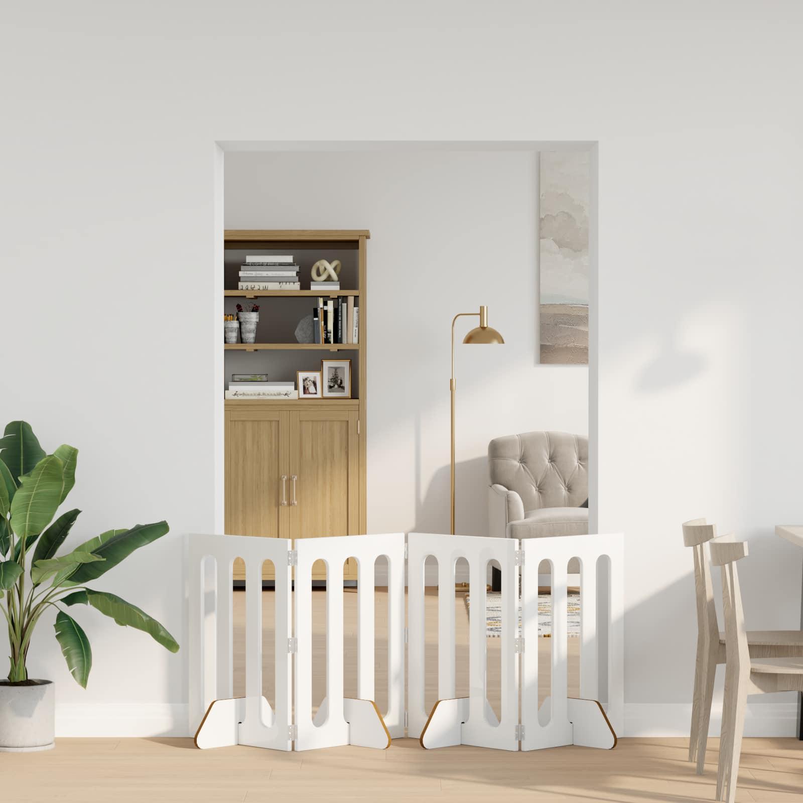 Foldbar hundegård 4 stk Højglans Hvid 201 x 38 x 70 cm billede