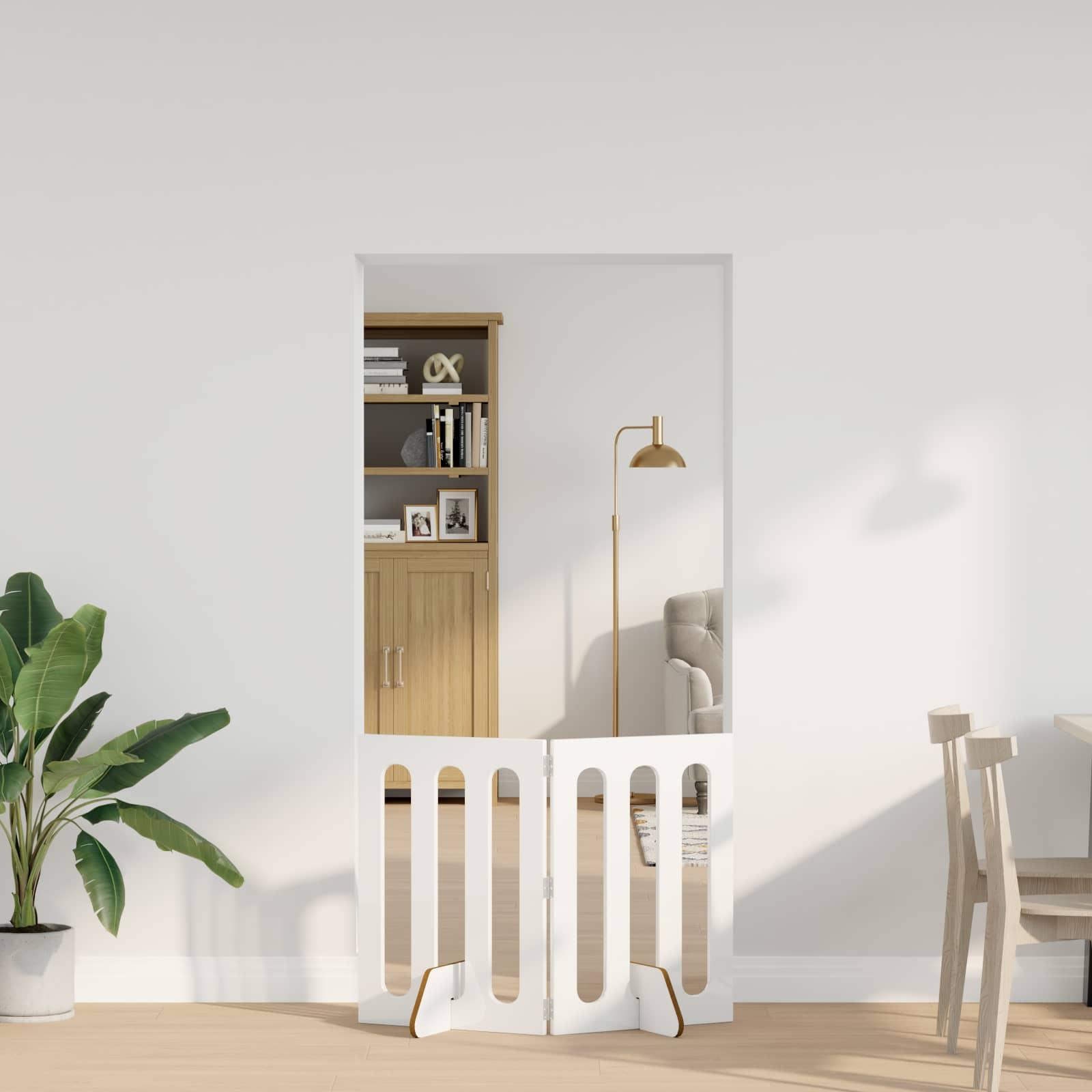Foldbar hundegård 2 stk Højglans Hvid 100,5 x 38 x 70 cm billede