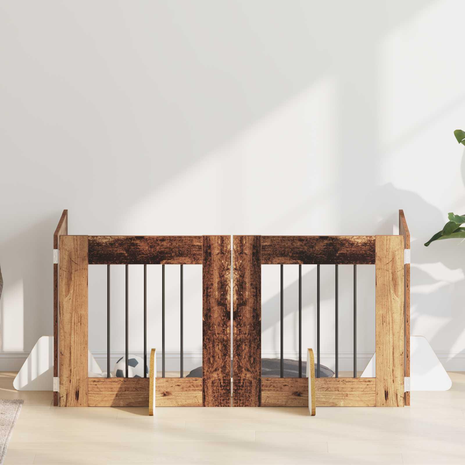 Hundehegn med stativer 4 stk Gammelt træ 60 x 60 cm billede