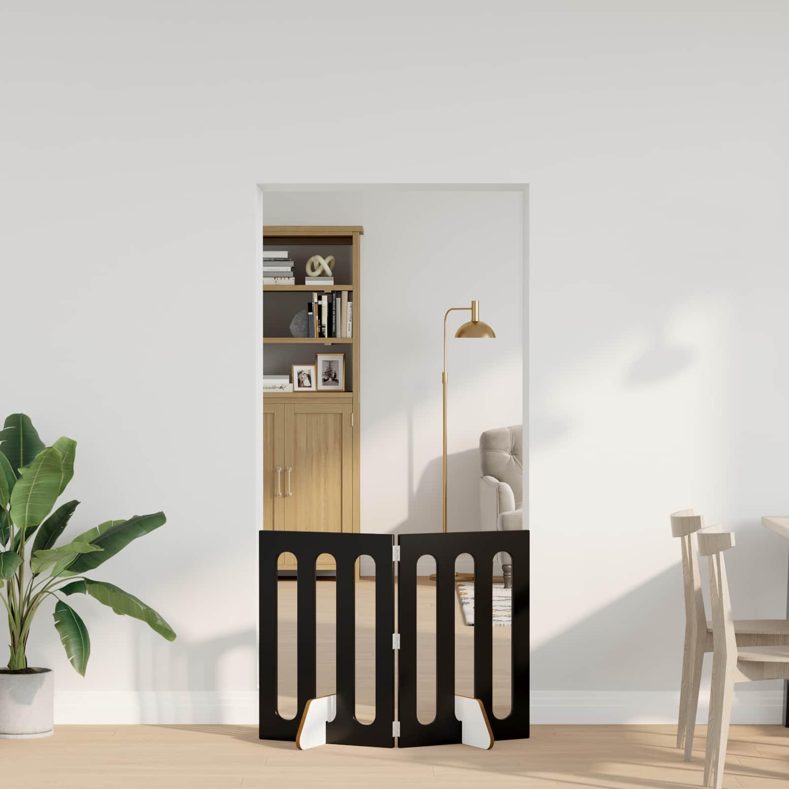 Foldbar hundegård 2 stk Sort Eg 100,5 x 38 x 70 cm billede