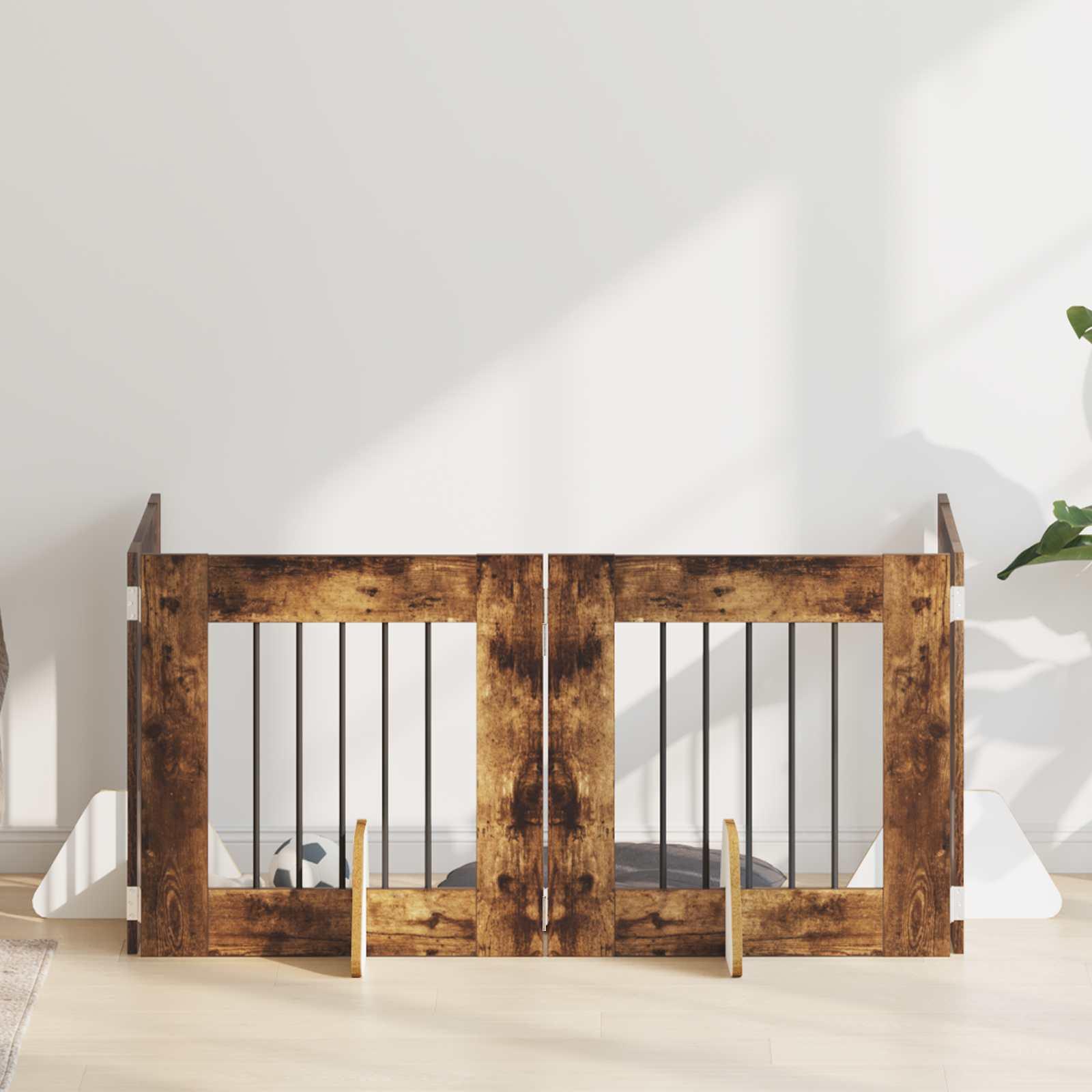 Hundehegn med stativer 4 stk Røget eg 60 x 60 cm billede