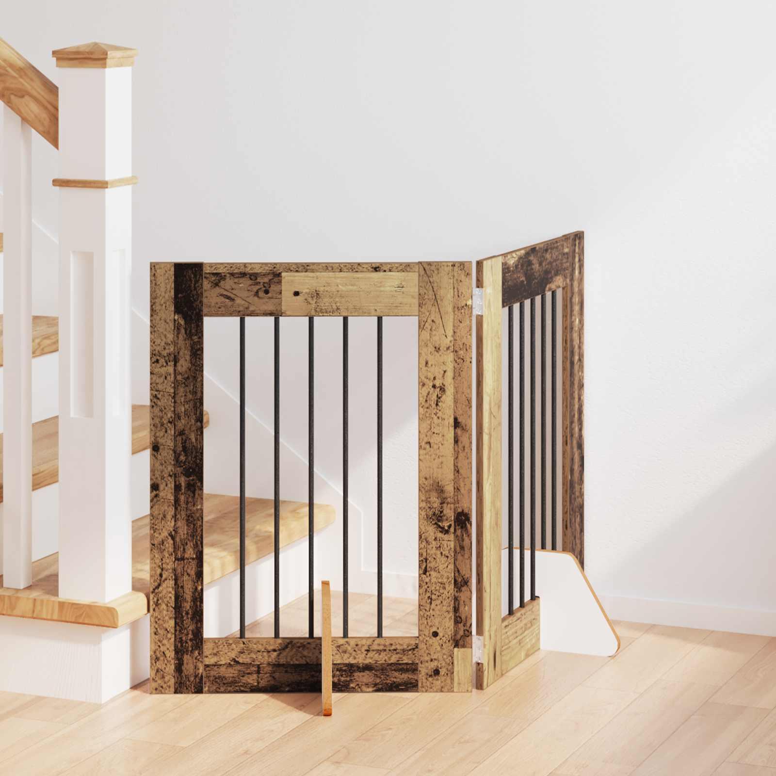 Hundehegn med stativer 2 stk Gammelt træ 60 x 60 cm billede
