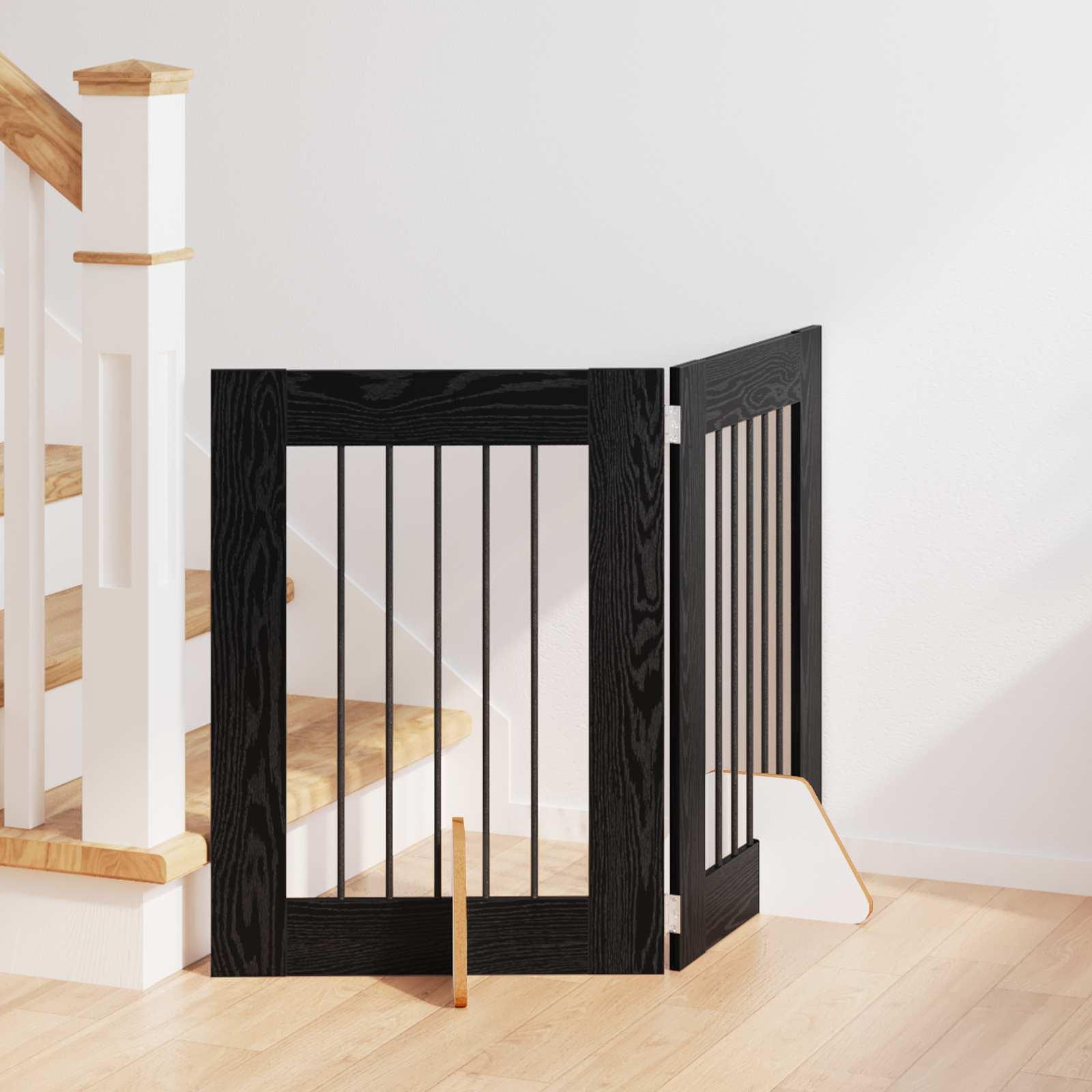 Hundehegn med stativer 2 stk Sort eg 60 x 60 cm Konstrueret træ billede