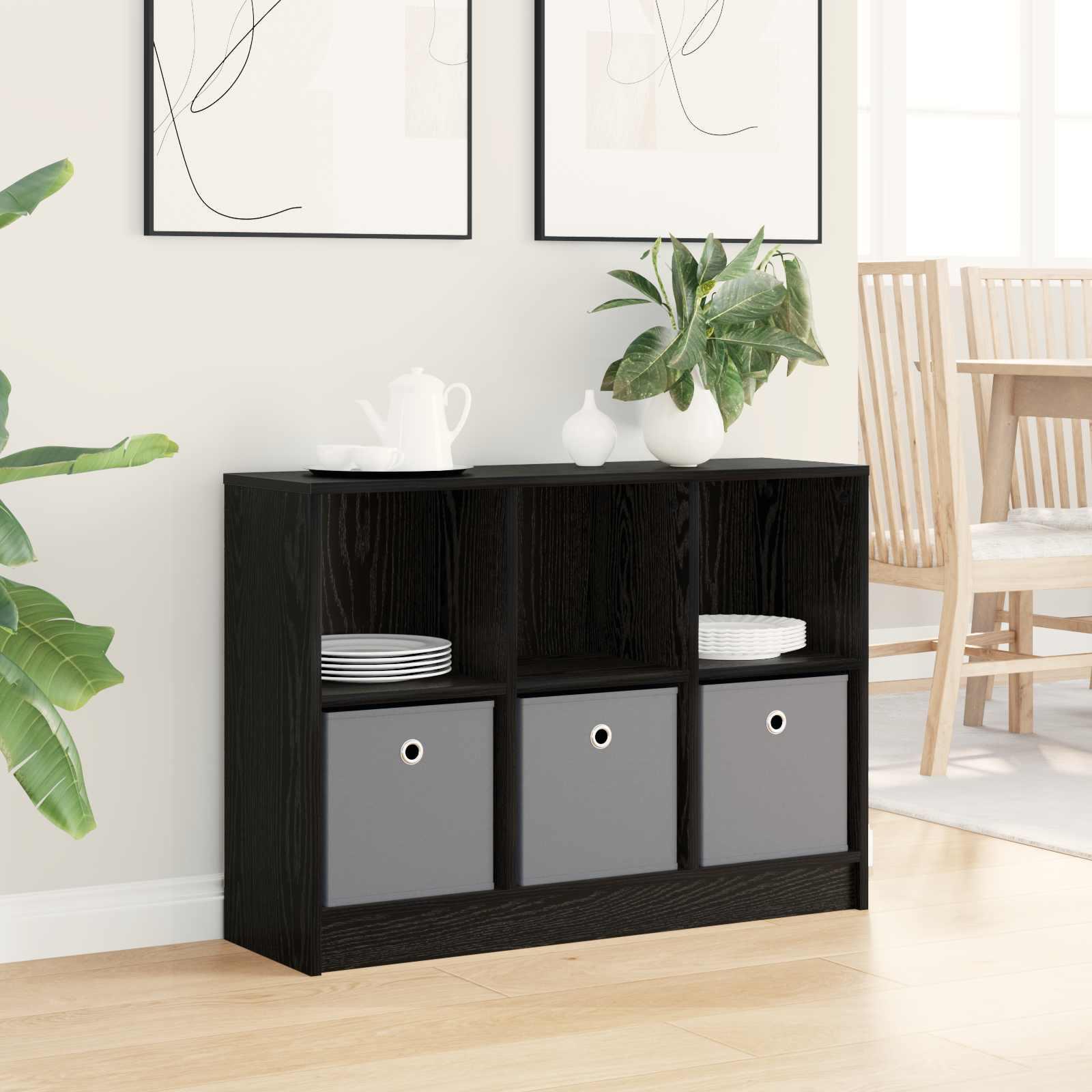 Sidebord med skuffe Sort eg 88,5 x 27,5 x 63,5 cm billede