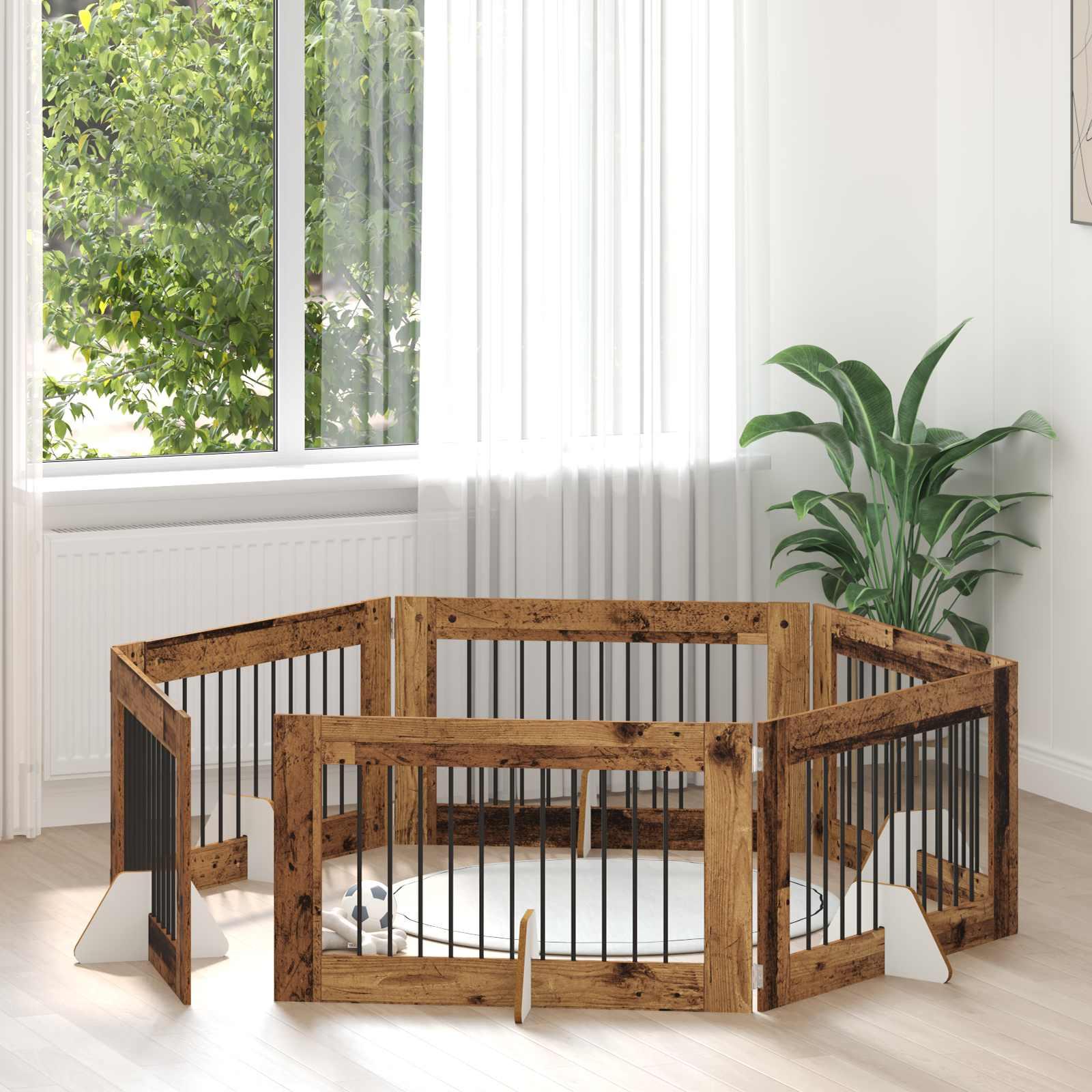 Hundehegn med stativer 6 stk Gammelt træ 100 x 60 cm billede