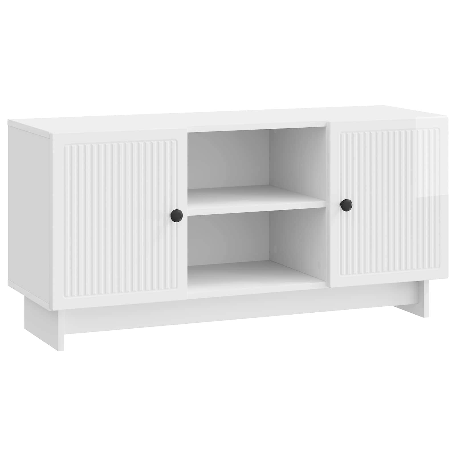 TV-skab Høj gloss hvid 102 x 34,5 x 50 cm Konstrueret træ billede
