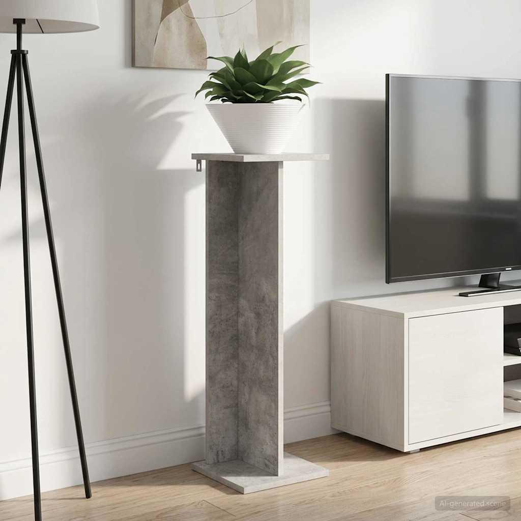 Planteholder i betongrå konstrueret træ - 25 × 25,5 × 80,5 cm