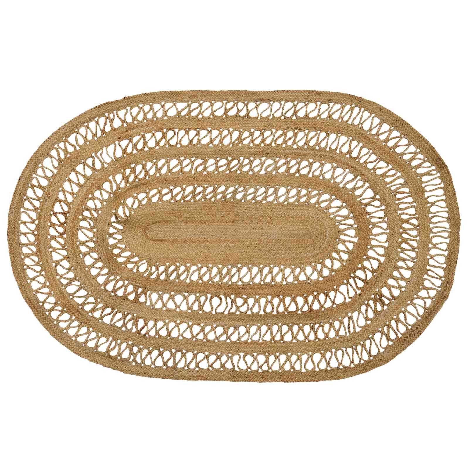 Områdetæppe i jute - naturfarvet 122 × 183 cm, håndlavet billede