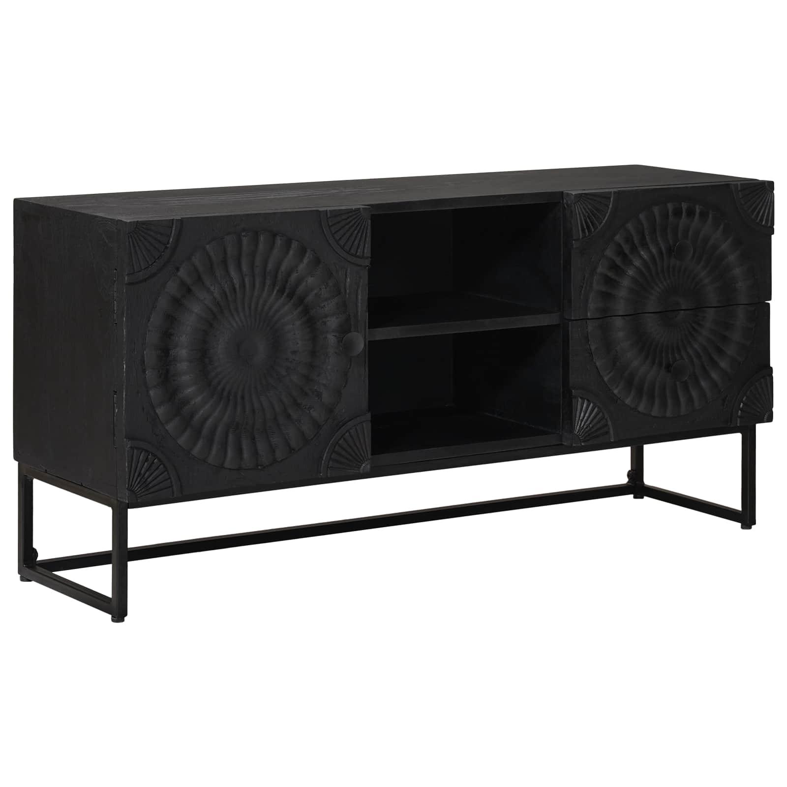 TV-skab Sort 105 x 30 x 54 cm Massivt Mango Træ og Ingeniørtræ billede