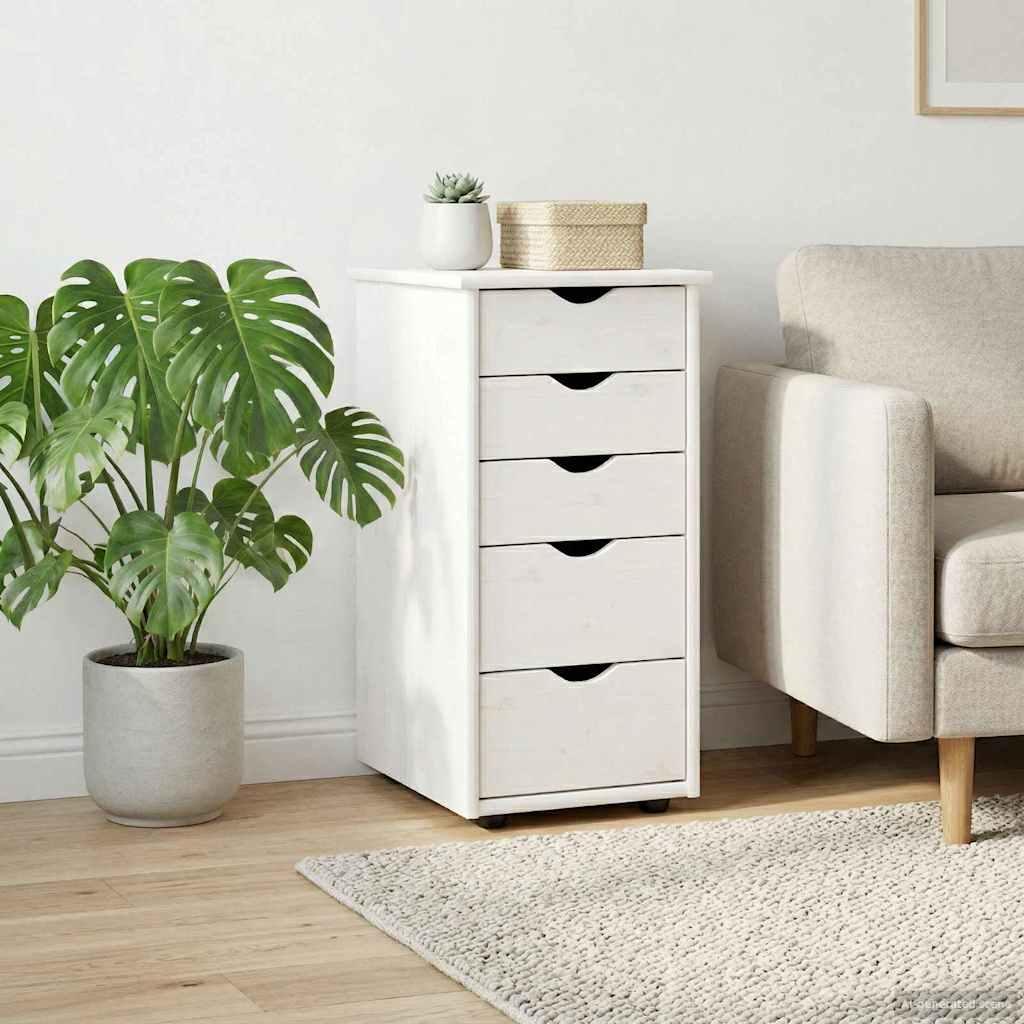Kabinet Hvid 34 x 39 x 61,5 cm Massivt fyrretræ billede