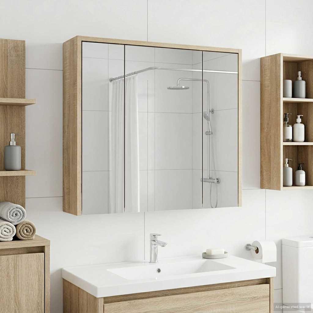 Badeværelsesspejlskab Sonoma eg 63,5 x 16 x 62,5 cm billede