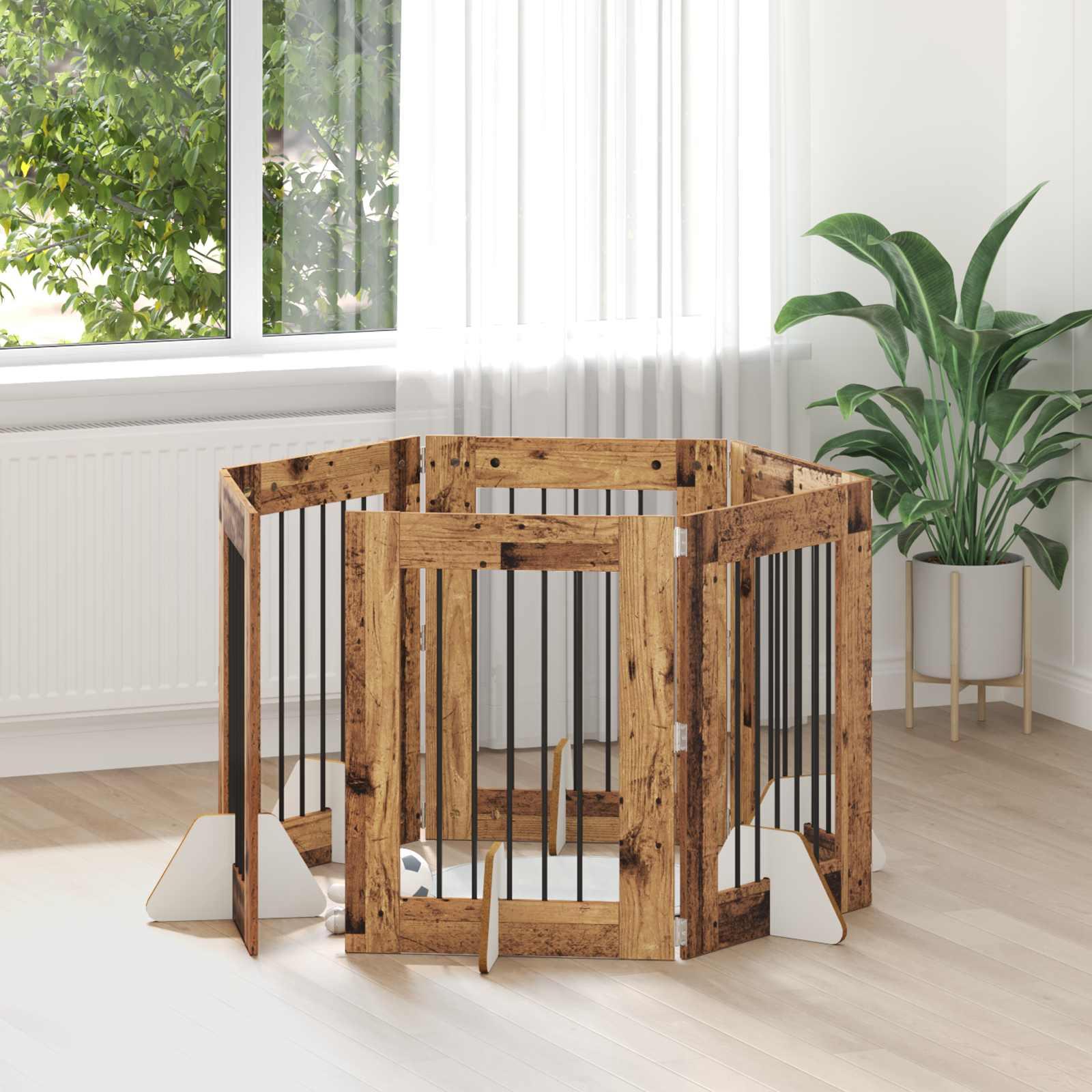 Hundehegn med stativer 6 stk Gammelt træ 60 x 80 cm billede