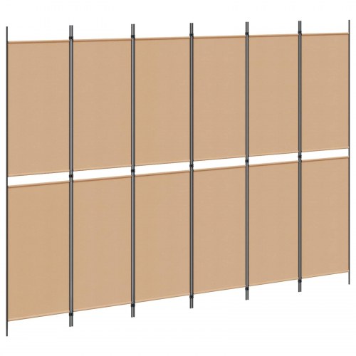 6-panel rumdeler i stof - beige, 300 × 220 cm, foldbar
