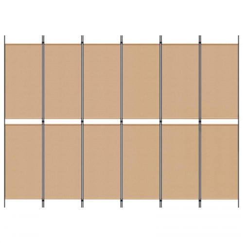 6-panel rumdeler i stof - beige, 300 × 220 cm, foldbar