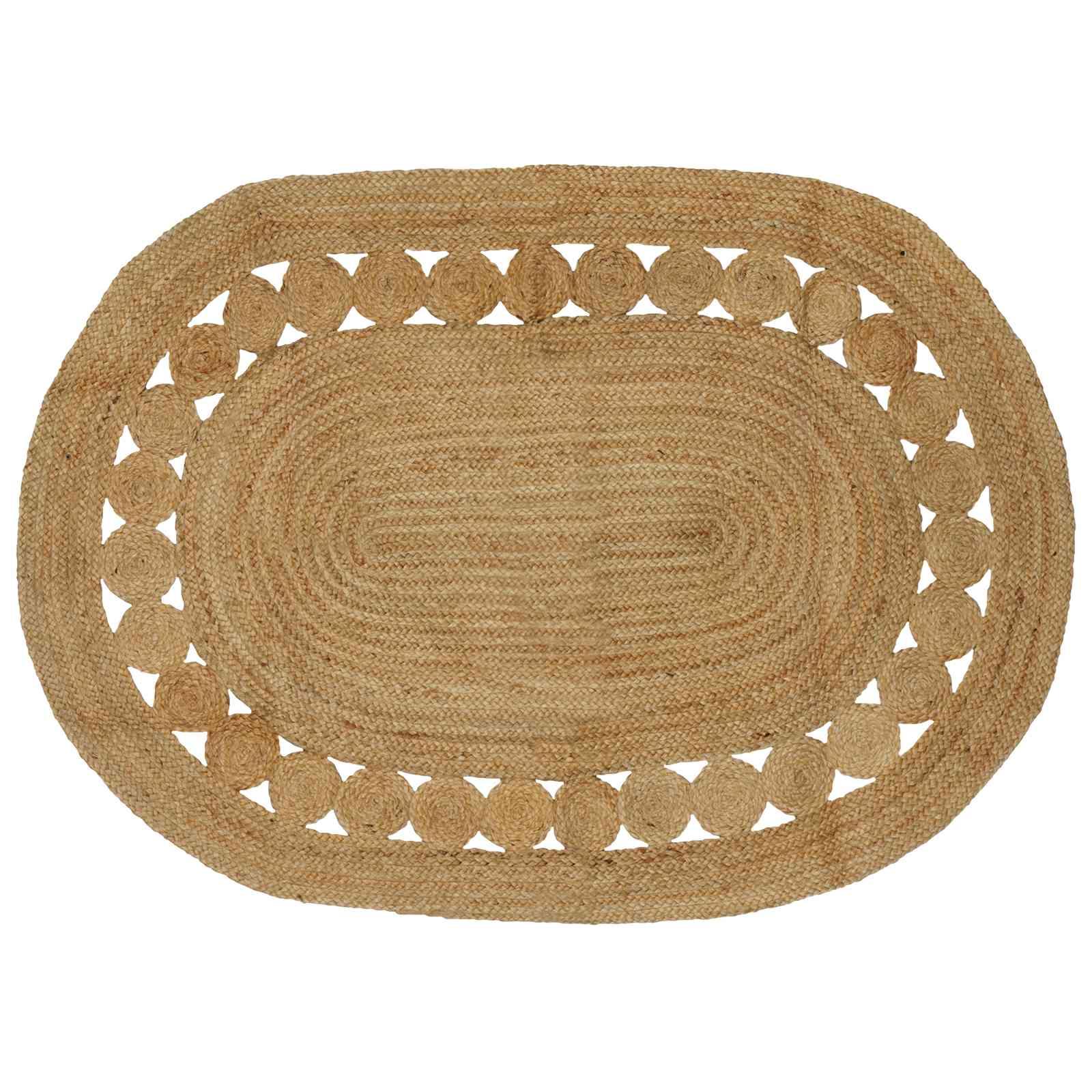 Områdetæppe i jute - naturfarvet 122 × 183 cm, håndlavet billede
