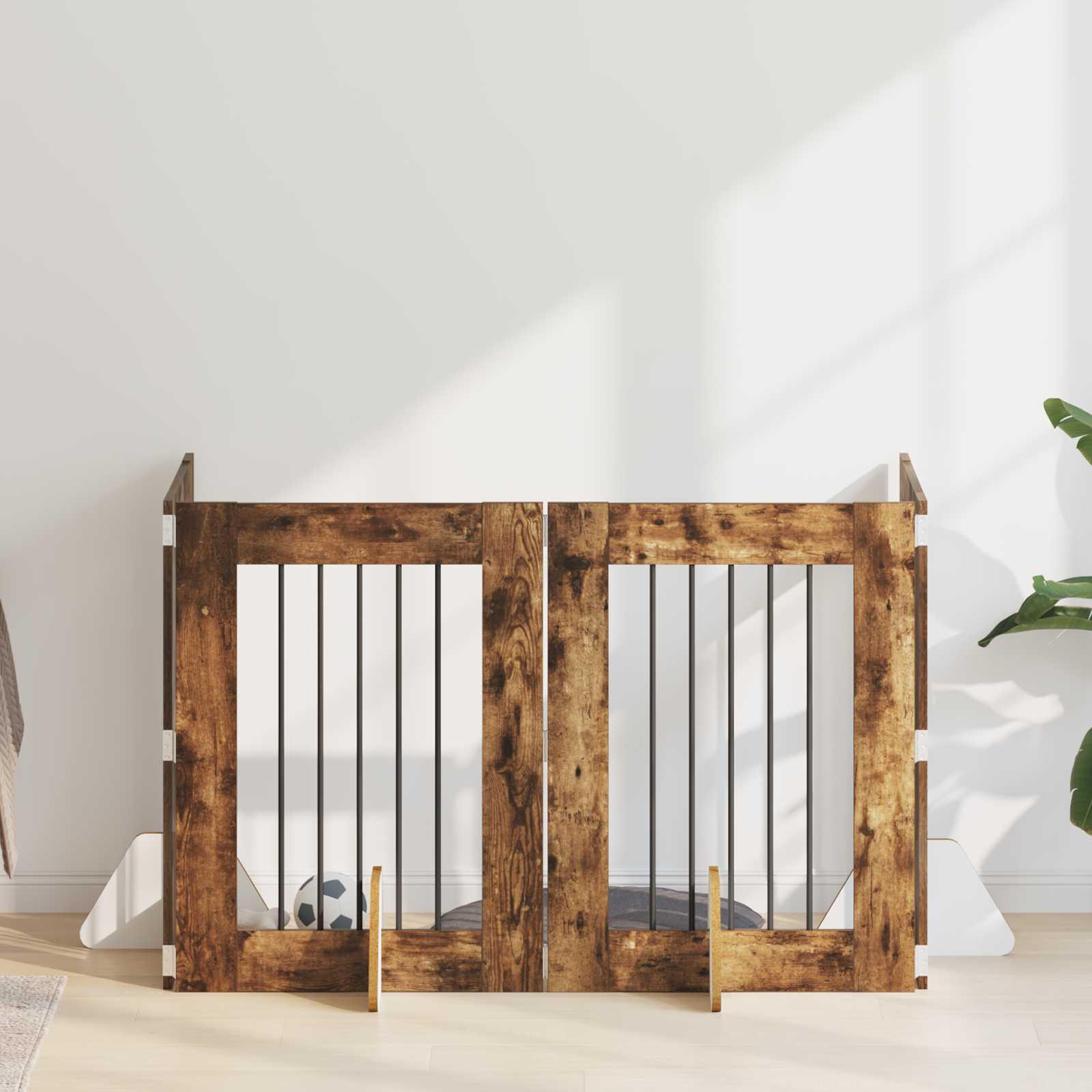 Hundehegn med stativer 4 stk Røget eg 60 x 80 cm billede