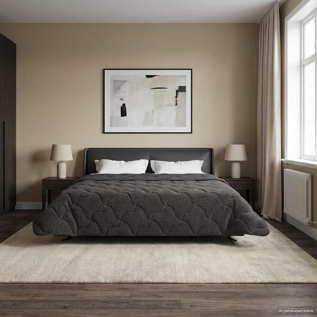 Helårs dyne Antracit 200 x 240 cm Mikrofiber og Teddy fleece billede
