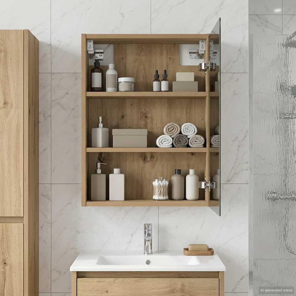 Badeværelsesspejlskab med hylde Artisan eg 43 x 16 x 62.5 cm billede