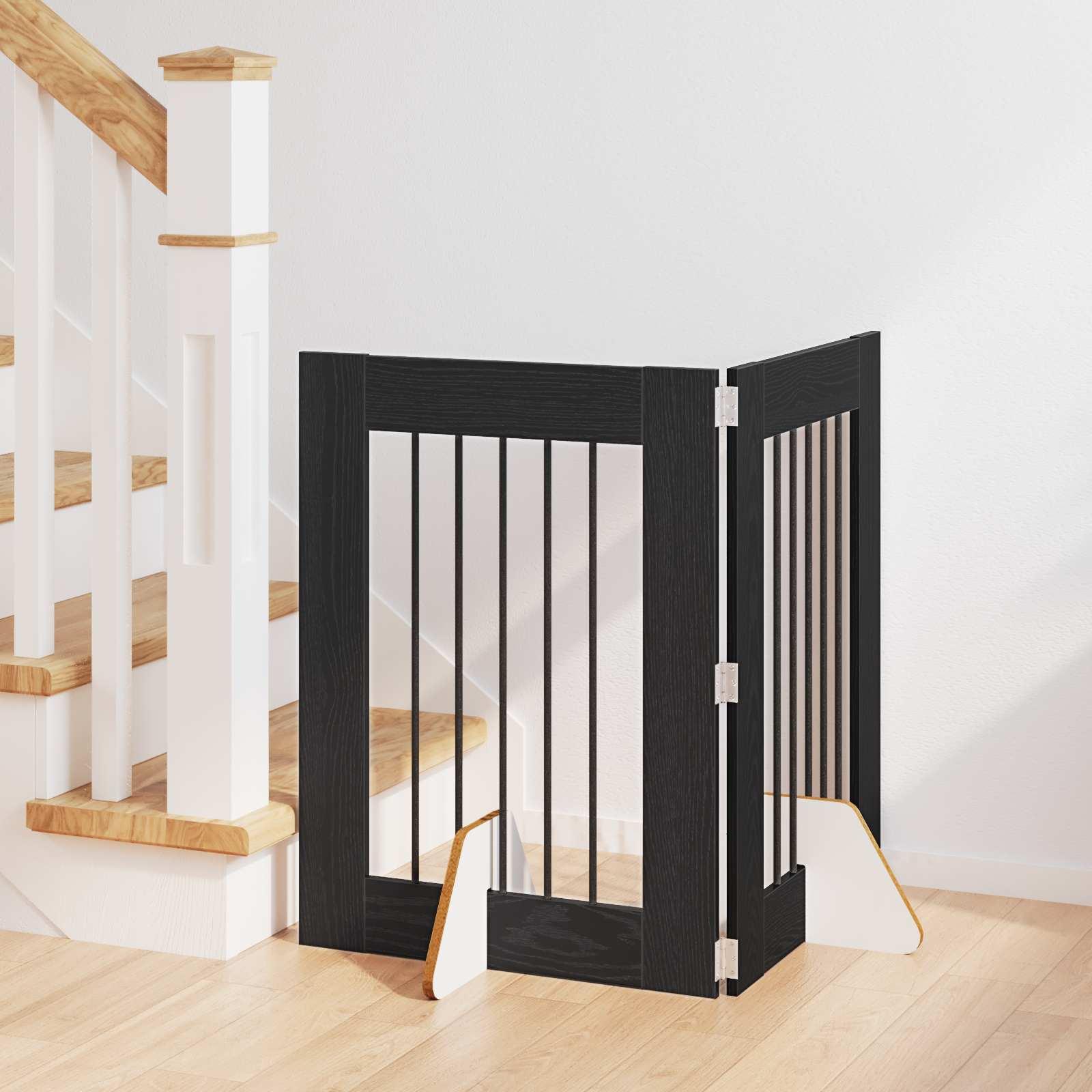 Hundehegn med stativer 2 stk Sort eg 60 x 80 cm Konstrueret træ billede