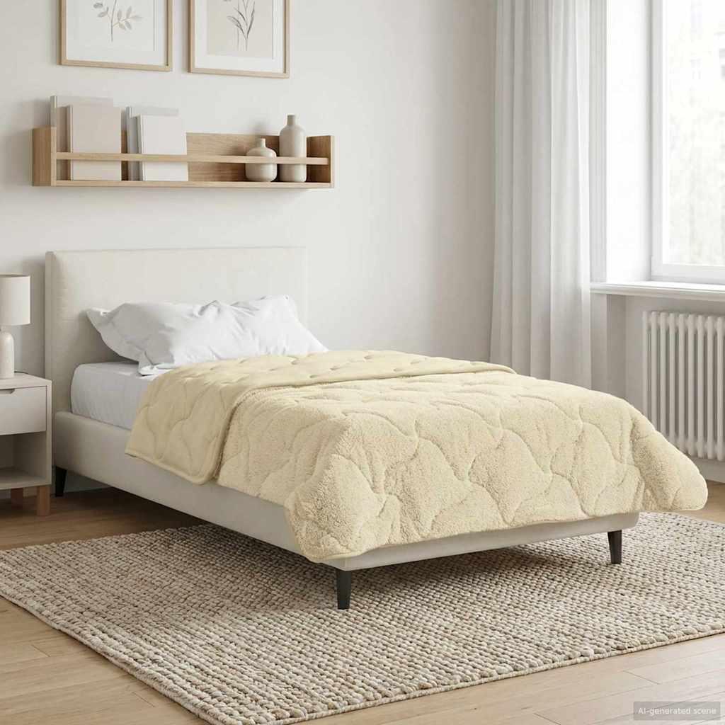 Sommerdyne i mikrofiber og teddy fleece - creme 155 × 220 cm billede