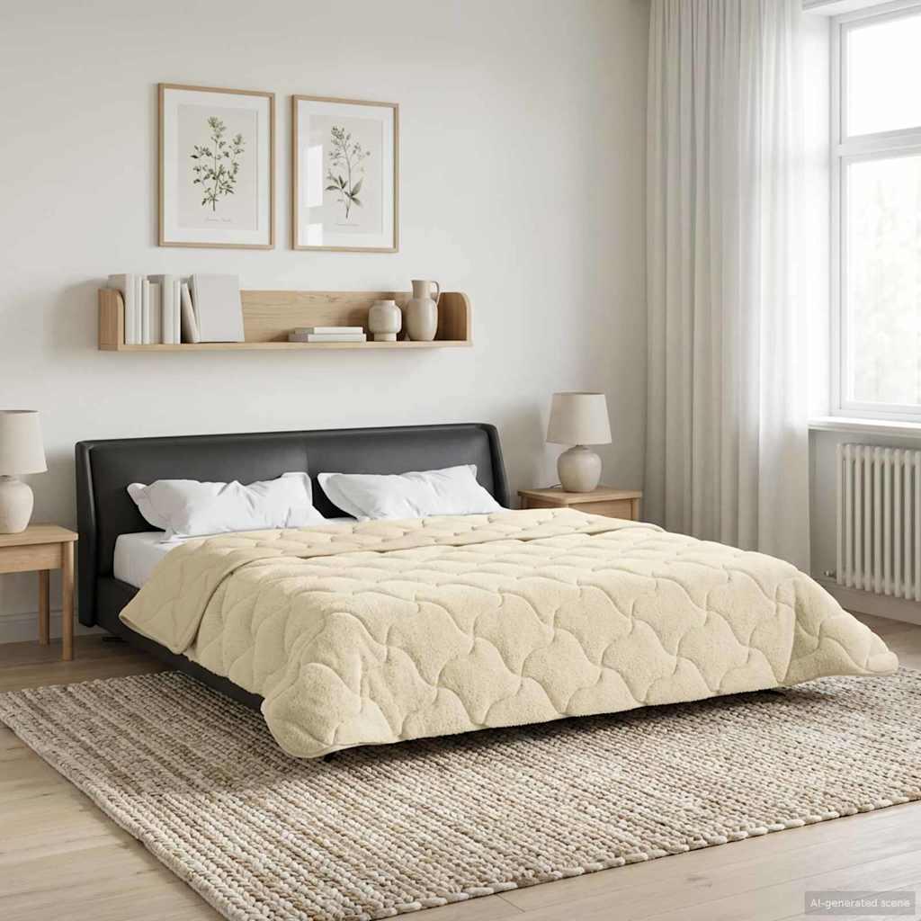 Sommerdyne i mikrofiber og teddy fleece - creme 200 x 200 cm billede
