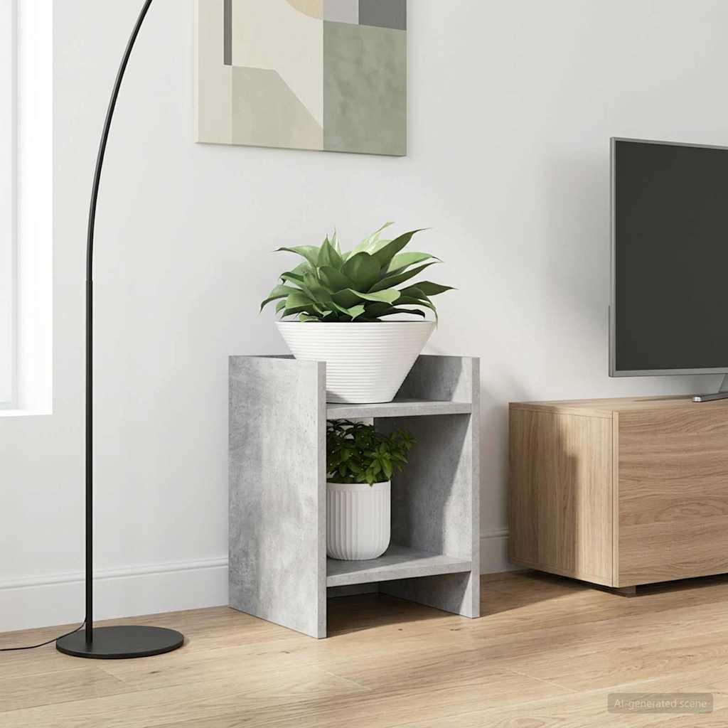 Planteholder med hylde BetonGrå 30 x 30 x 40 cm Konstrueret træ billede