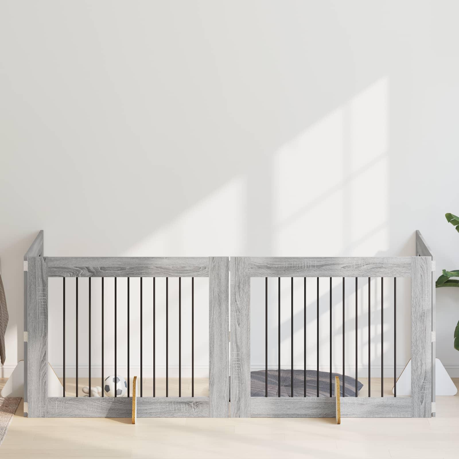 Hundehegn med stativer 4 stk Grå sonoma-eg 100 x 80 cm billede
