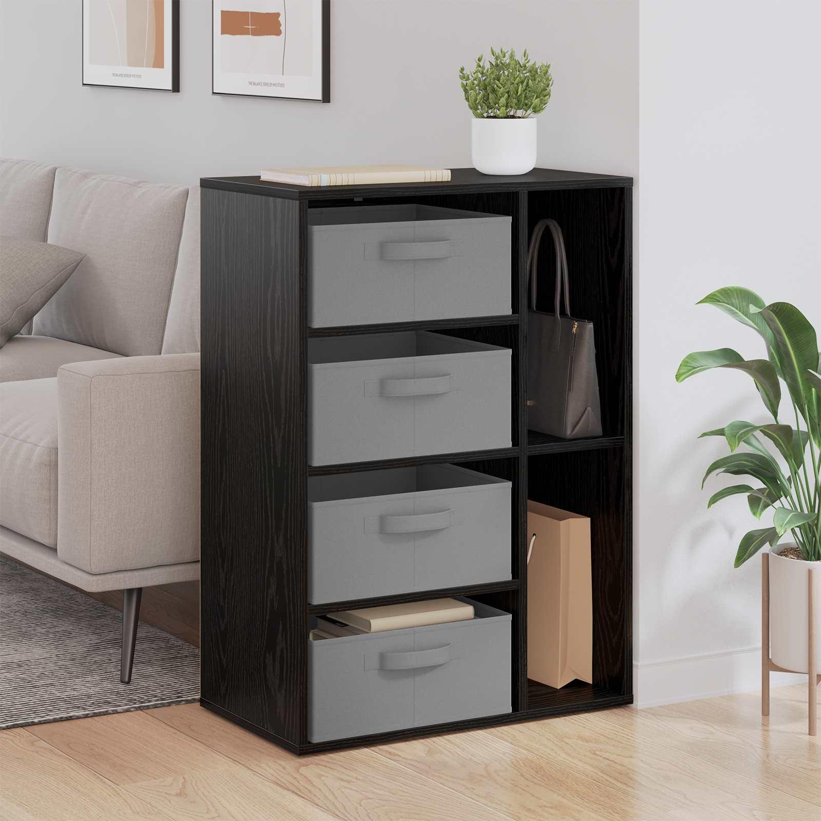 Sidebord med skuffe Sort eg 60 x 33,5 x 84 cm billede