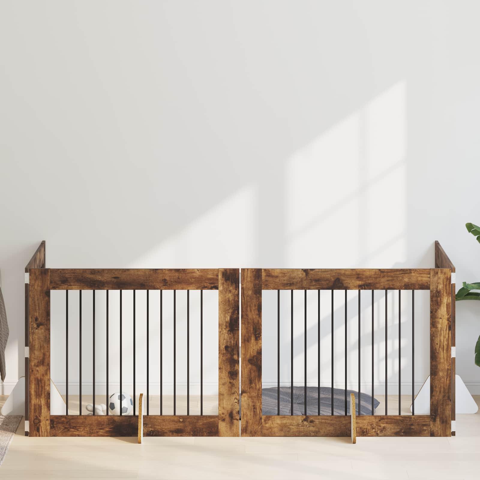 Hundehegn med stativer 4 stk Røget eg 100 x 80 cm billede