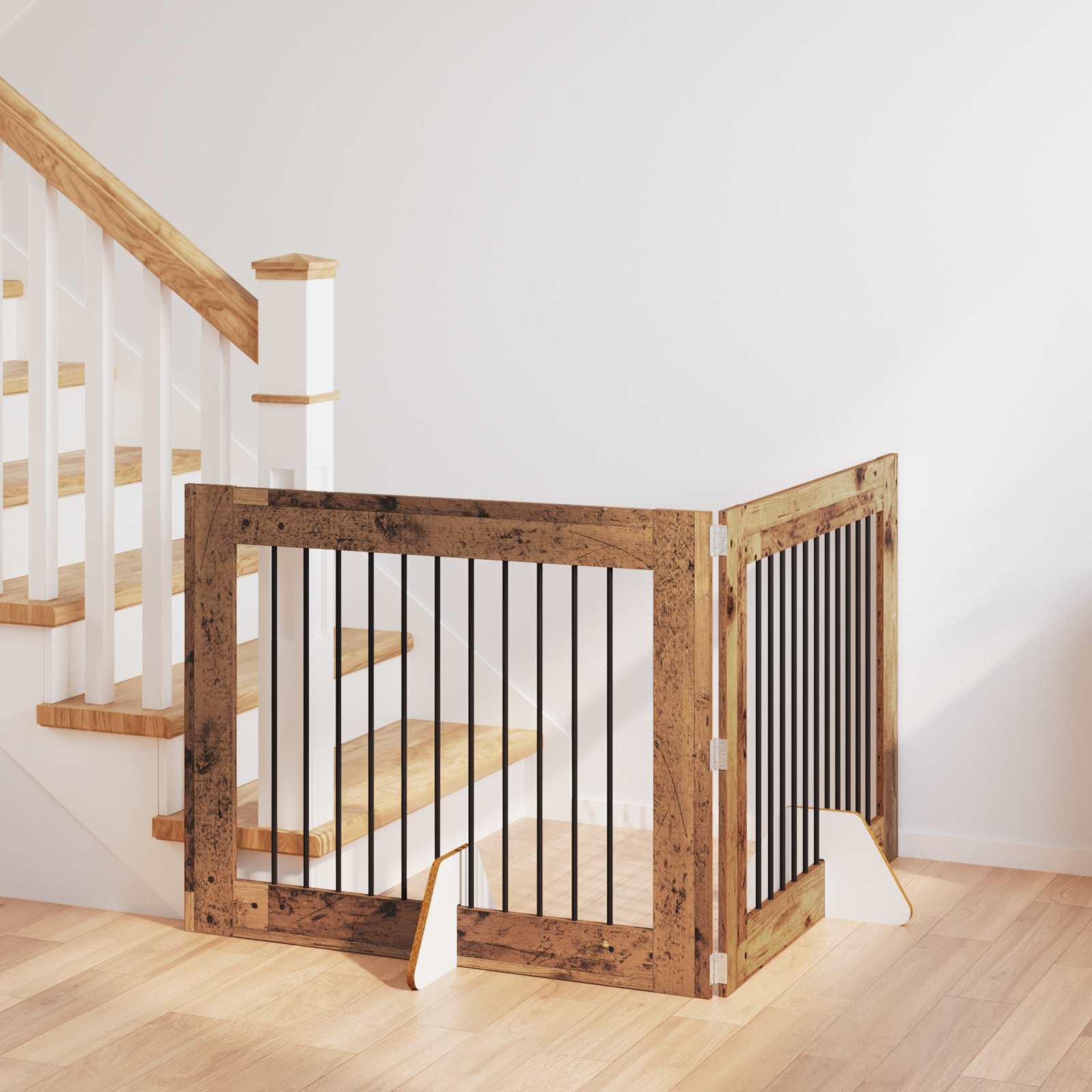 Hundehegn med stativer 2 stk Gammelt træ 100 x 80 cm billede