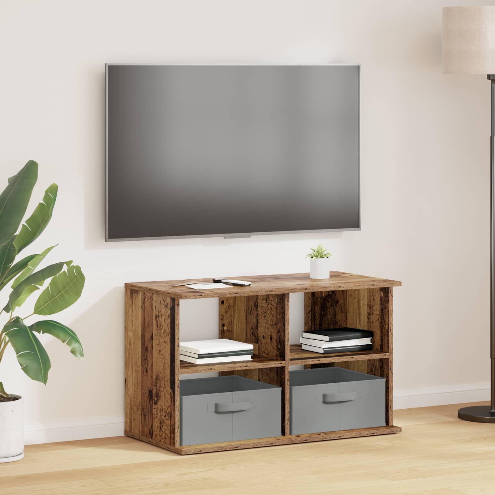 TV stand med skuffe Gammelt træ 79 x 40 x 48 cm billede