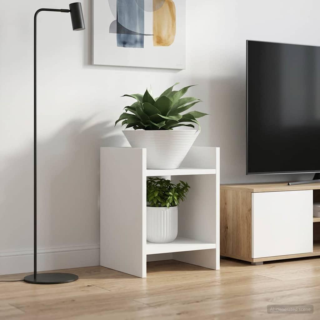 Planteholder med hylde Hvid 30 x 30 x 40 cm Konstrueret træ billede