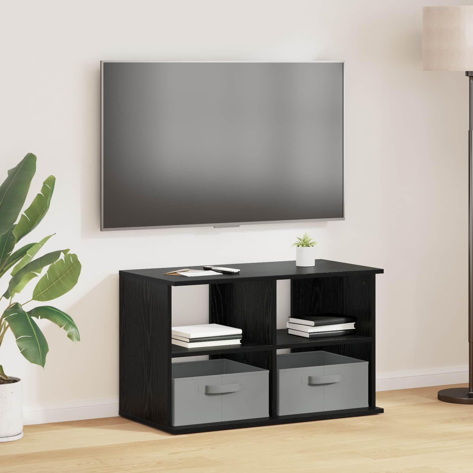 TV stand med skuffe Sort eg 79 x 40 x 48 cm billede