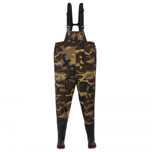 Brystvaders med støvler - PVC-belagt polyester, camouflage, str. 38