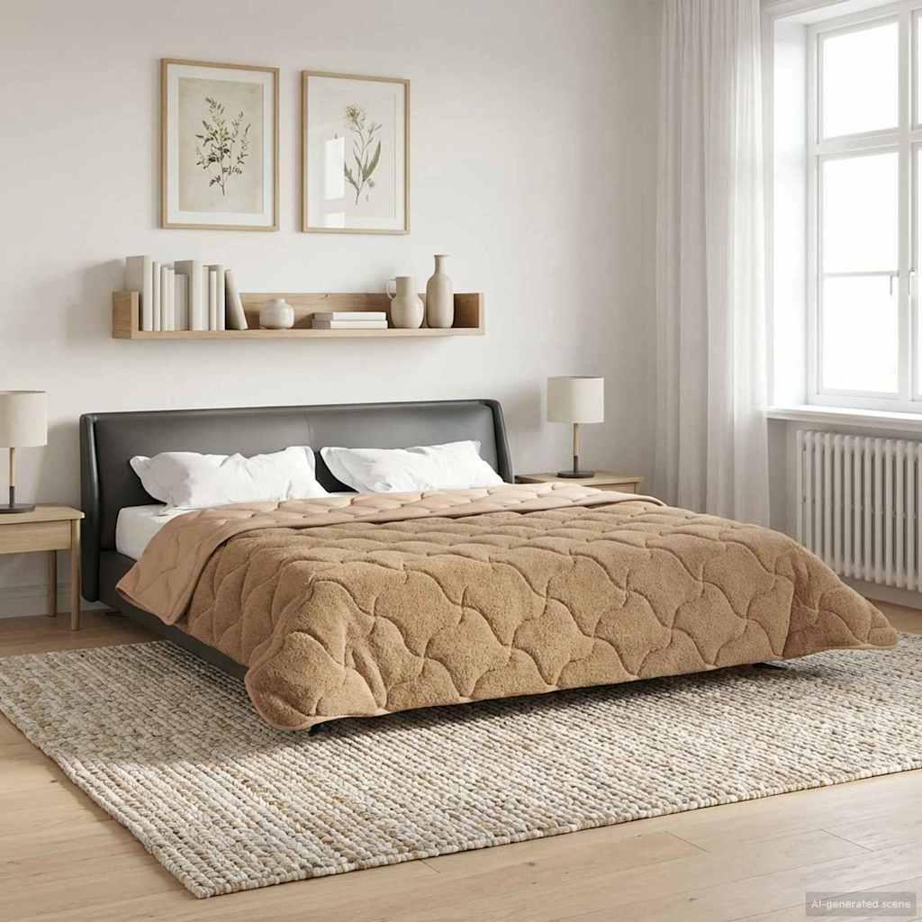 Sommer dyne Gråbrun 200 x 240 cm Mikrofiber og Teddy fleece billede