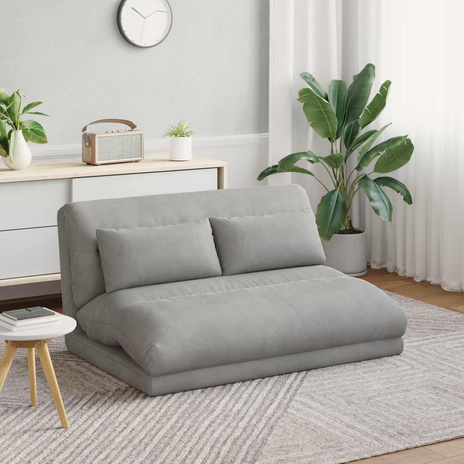 Gulvstol Lysegrå 110 x 82 x 55 cm Fløjl billede