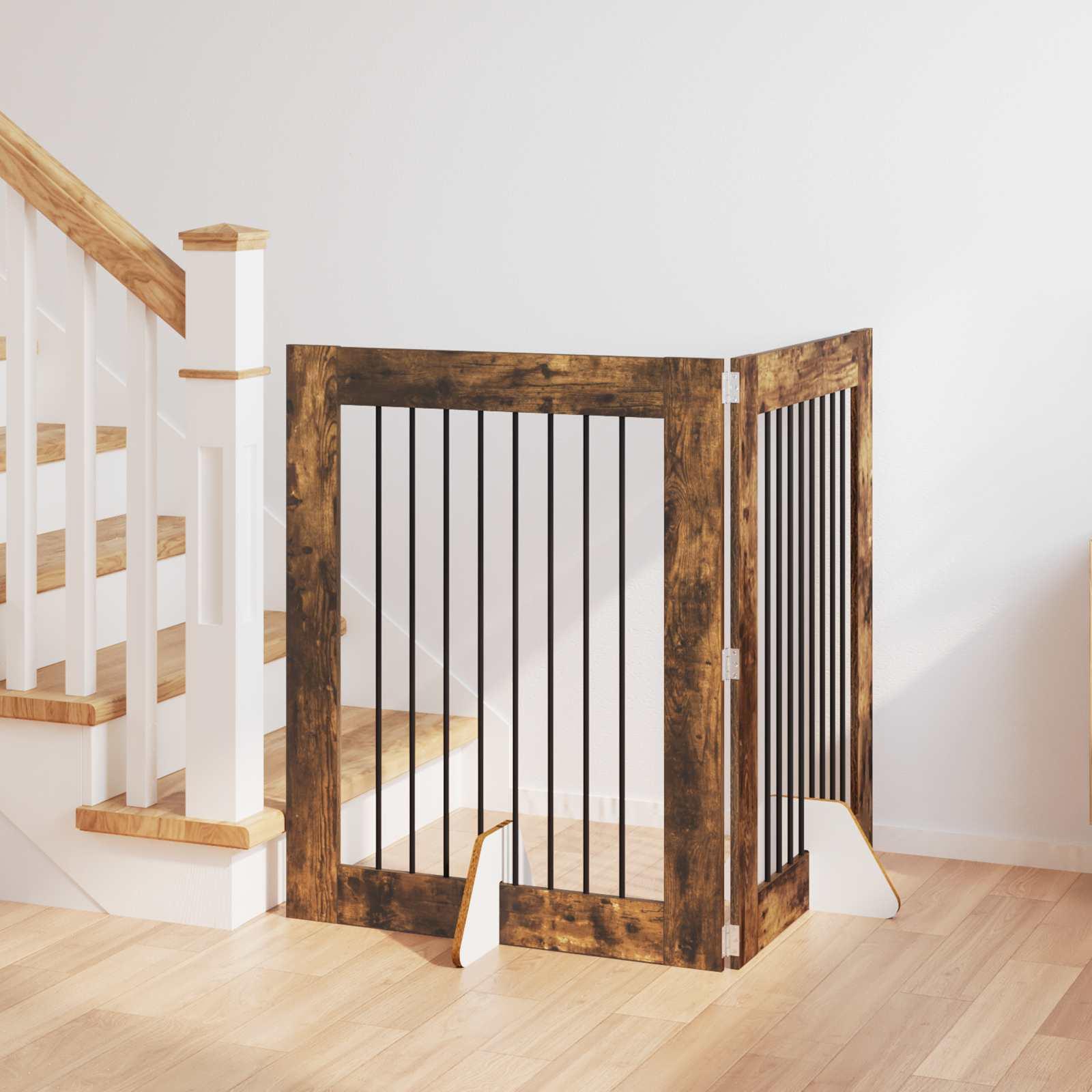 Hundehegn med stativer 2 stk Røget eg 80 x 100 cm billede