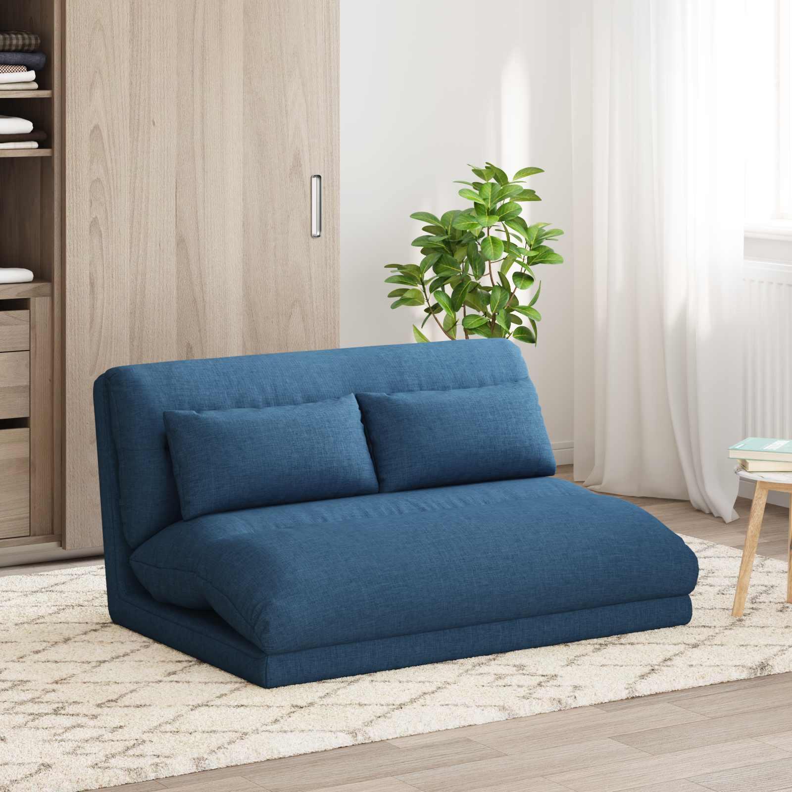 Gulvstol Blå 110 x 82 x 55 cm Stof billede