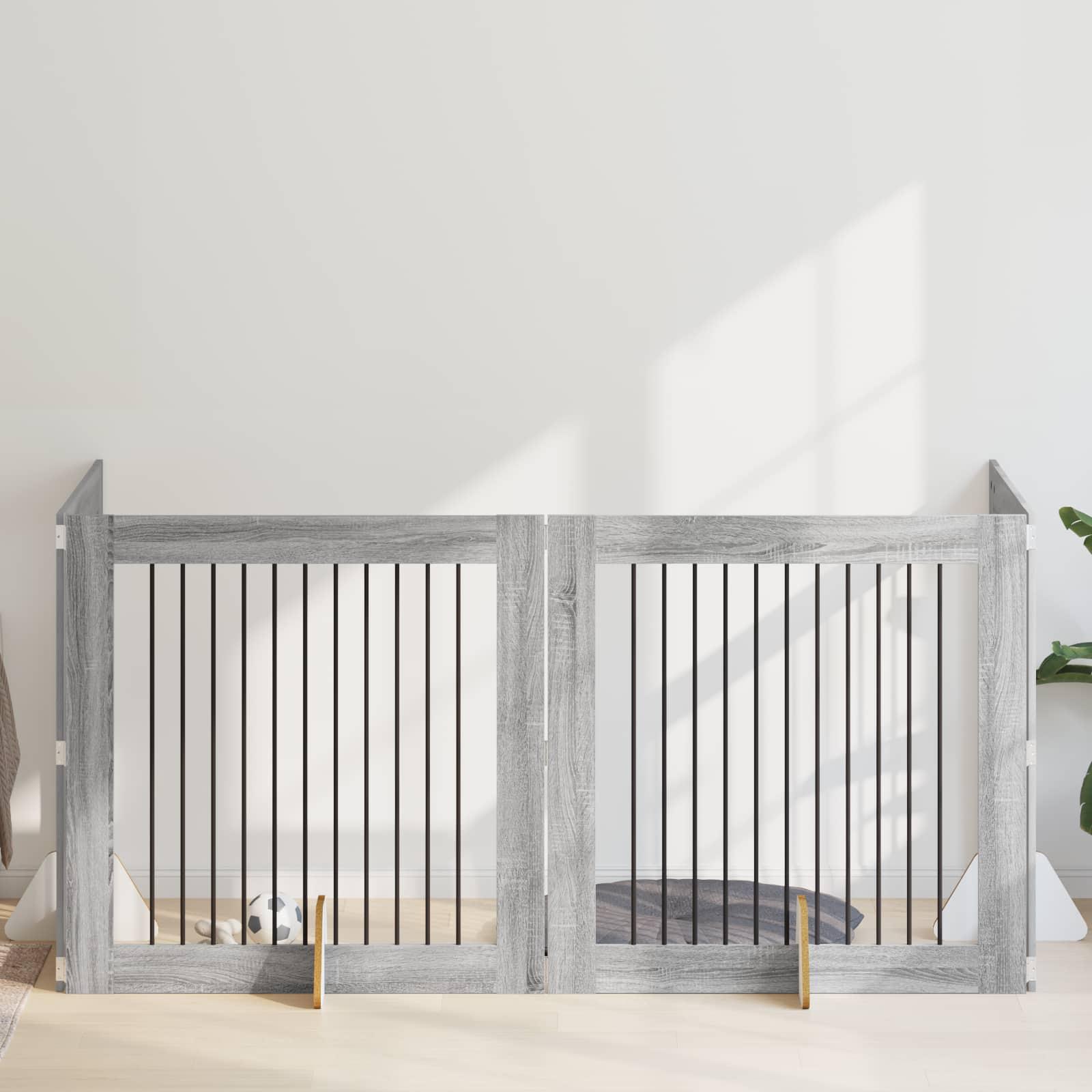 Hundehegn med stativer 4 stk Grå sonoma-eg 100 x 100 cm billede