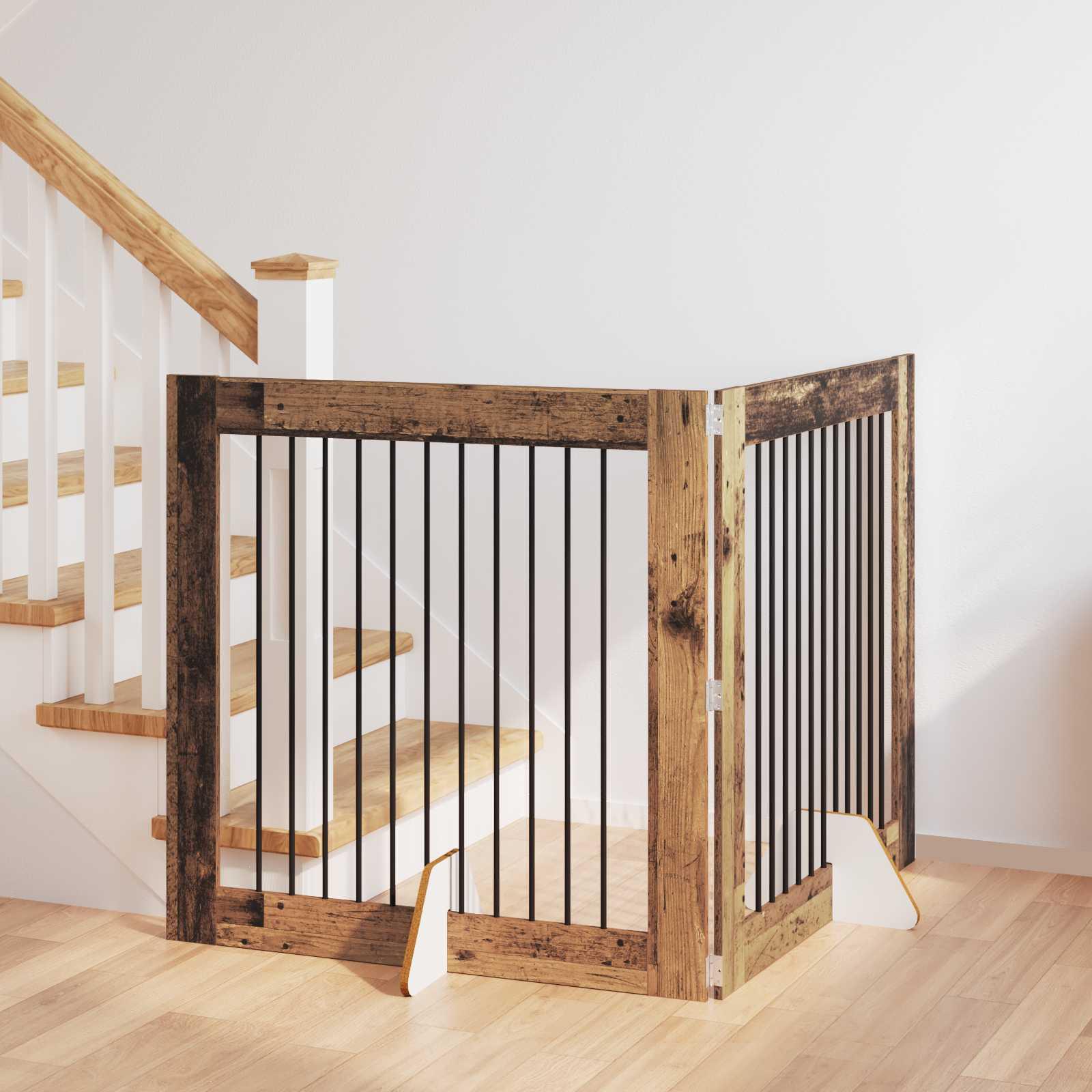 Hundehegn med stativer 2 stk Gammelt træ 100 x 100 cm billede