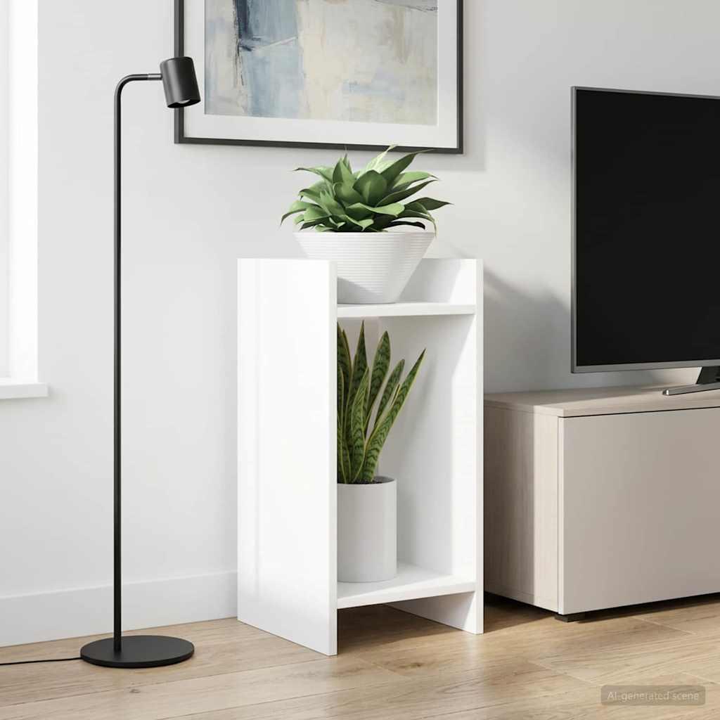 Planteholder med hylde Hvid 30 x 30 x 60 cm Konstrueret træ billede