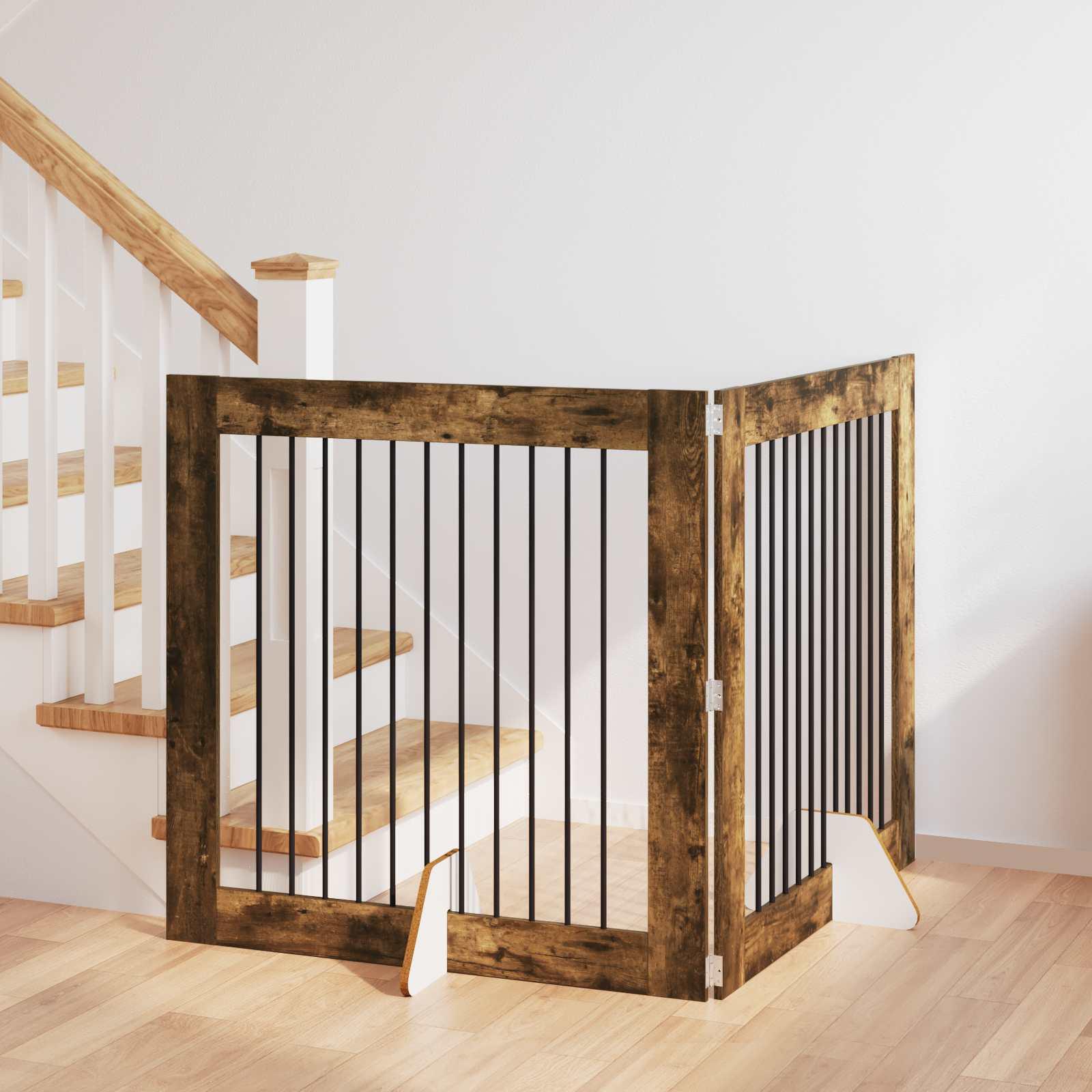 Hundehegn med stativer 2 stk Røget eg 100 x 100 cm billede