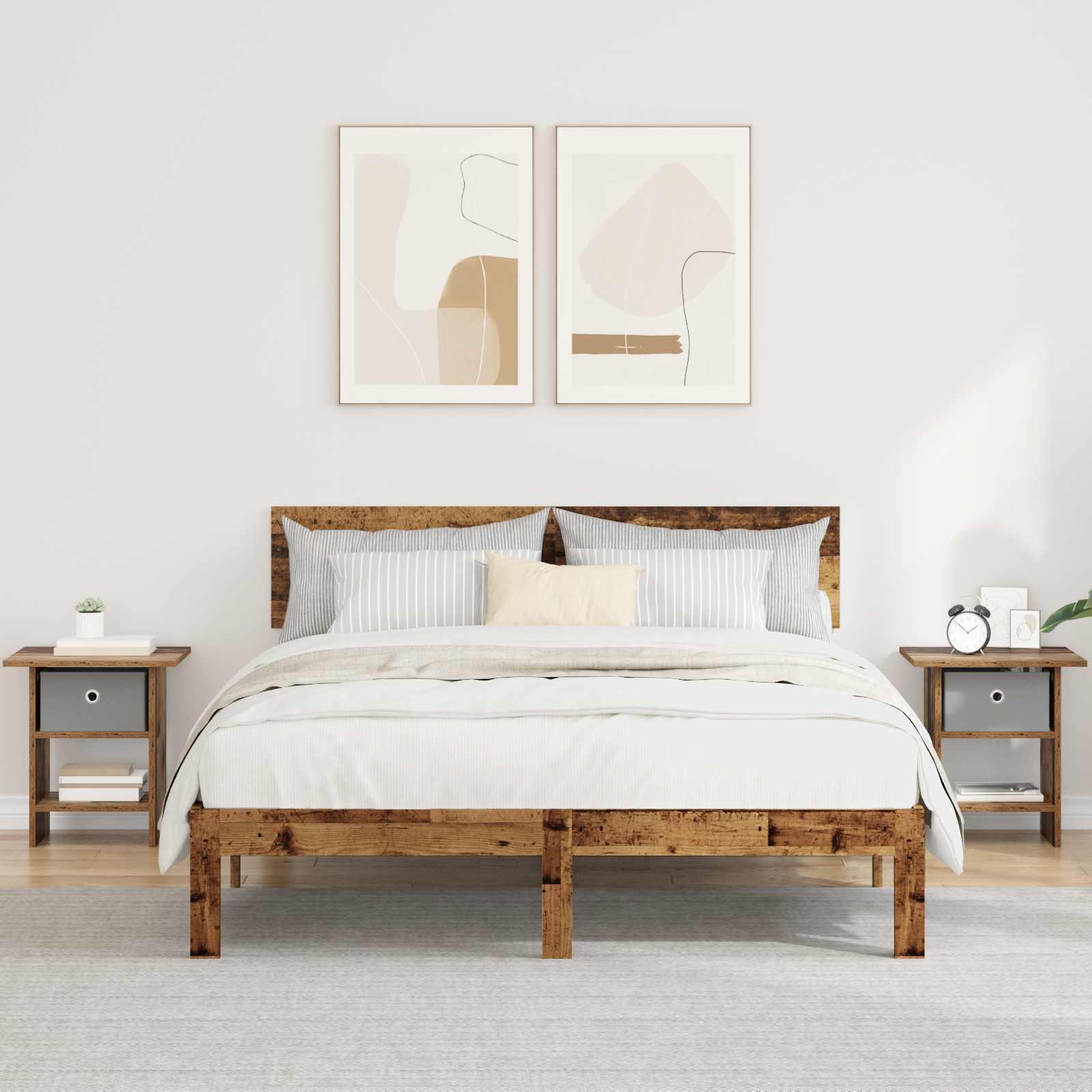 Sengebord 2 stk Gammelt træ 41 x 40 x 45 cm Konstrueret træ billede