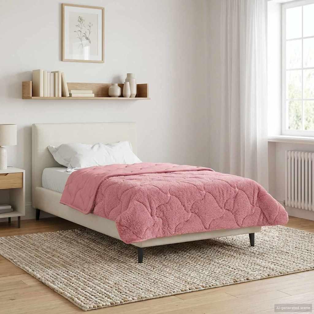Sommerdyne i mikrofiber og teddy fleece - lyserød 140 × 200 cm billede