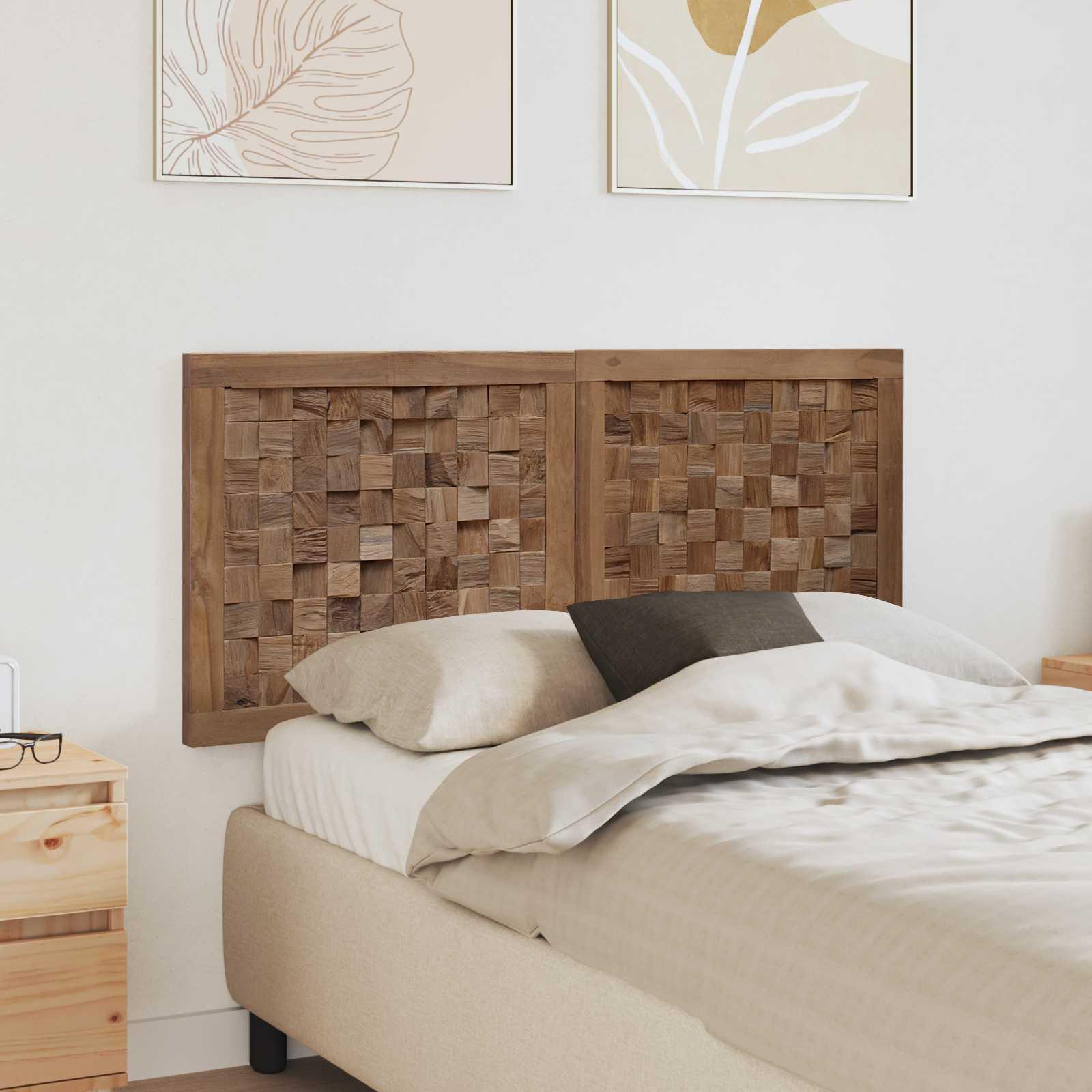 Sengegavl i massiv teak - natur, vægmonteret 120 × 55 cm